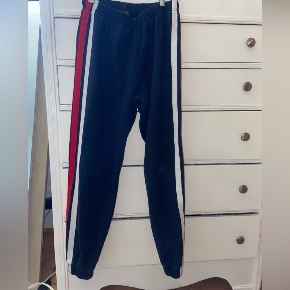 Navy, red white stripped sweatpants